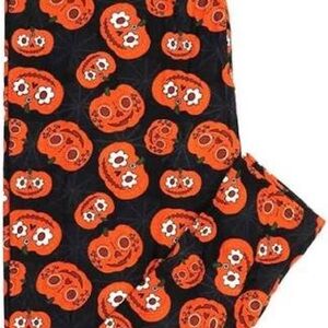 LuLaRoe Halloween Pumpkin Leggings - Black and Orange